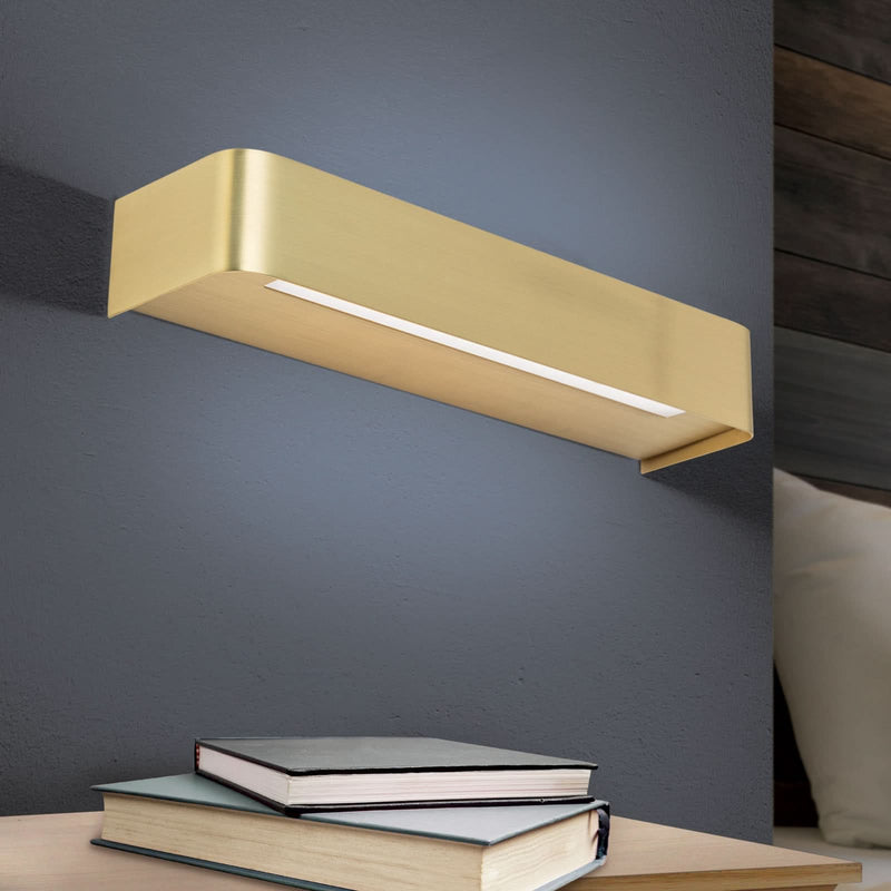 Applique murale LED Bernhard en métal, laiton mat et blanc, hauteur 5 cm