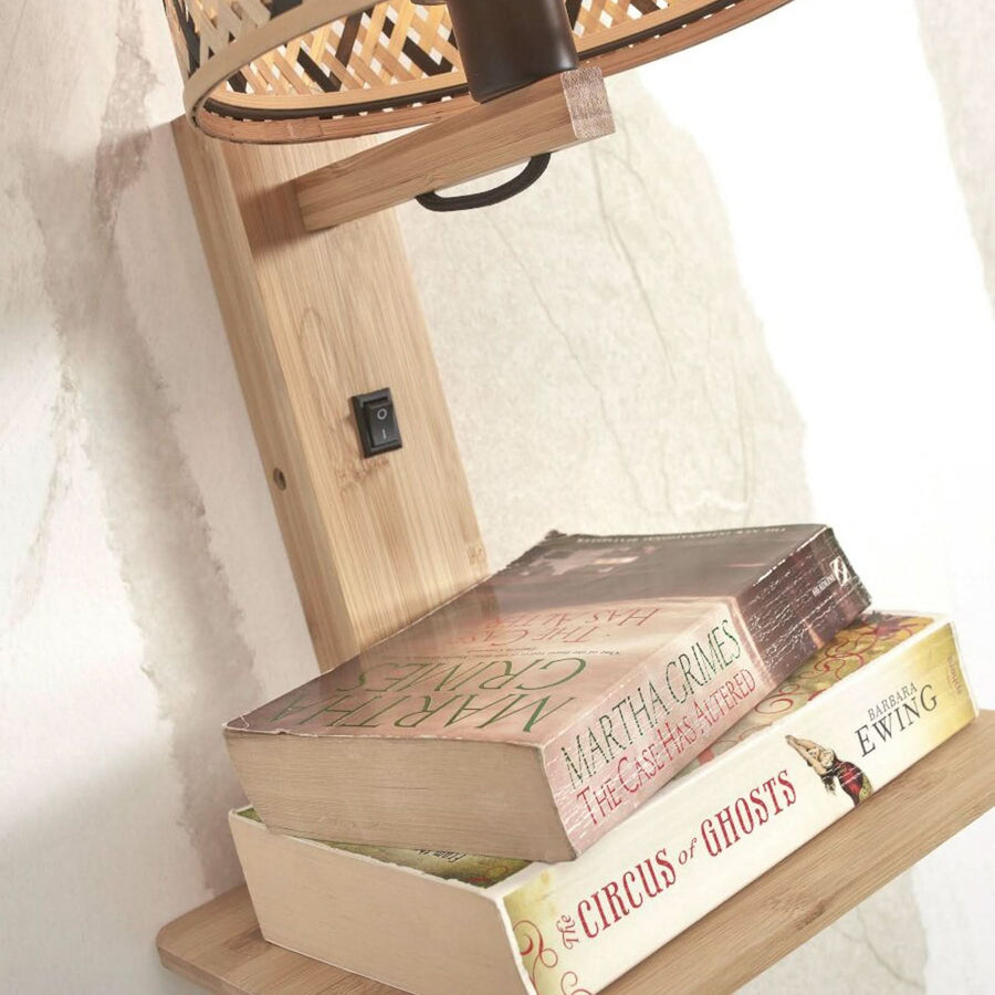 Applique murale Java en bambou, crème et noir, hauteur 53 cm