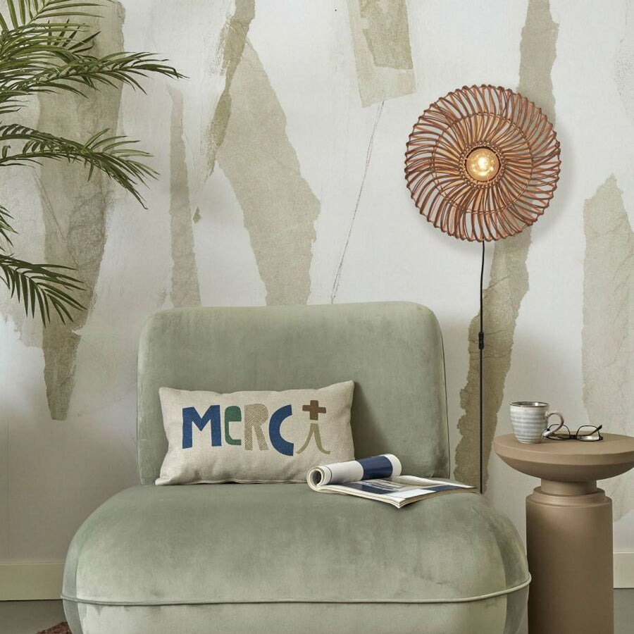 Applique murale Zanzibar en rotin, crème, Ø 40 cm