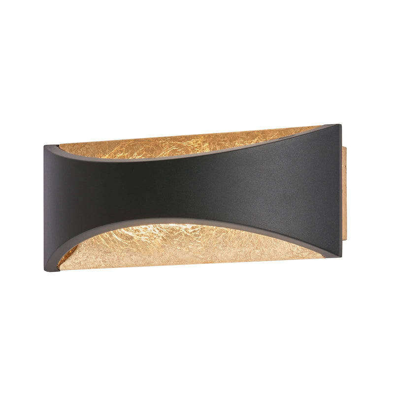 Applique murale LED Rio en métal, noir et feuille d'or, hauteur 9 cm