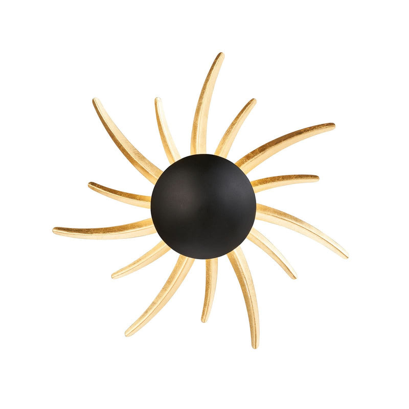 Applique murale LED en métal, noir mat et feuille d'or, Ø 45 cm