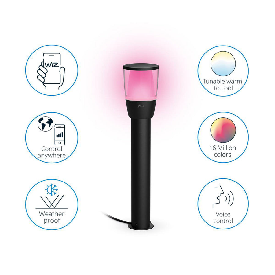 Borne lumineuse d'extérieur LED Elpas en aluminium, noir, Ø 10,9 cm, IP65, 4,8 W, hauteur 51,8 cm, modèle 2