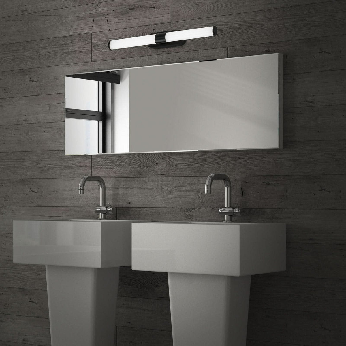 Applique murale Runt IP44, noir et blanc, hauteur 4,5 cm, IP44