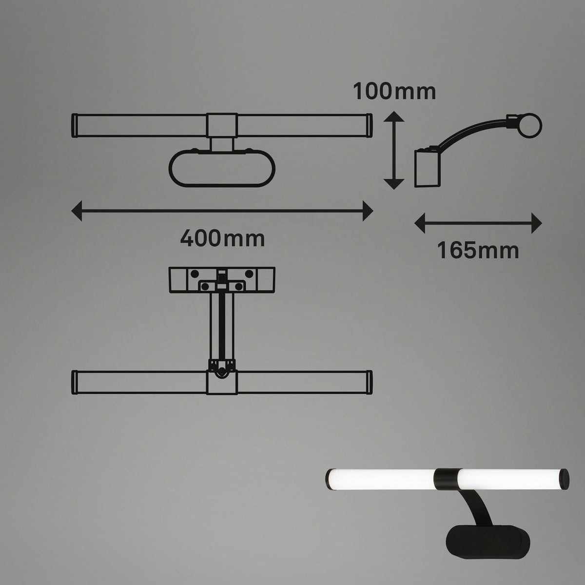 Applique murale LED Runt IP44, noir et blanc, Ø 40 cm, IP44