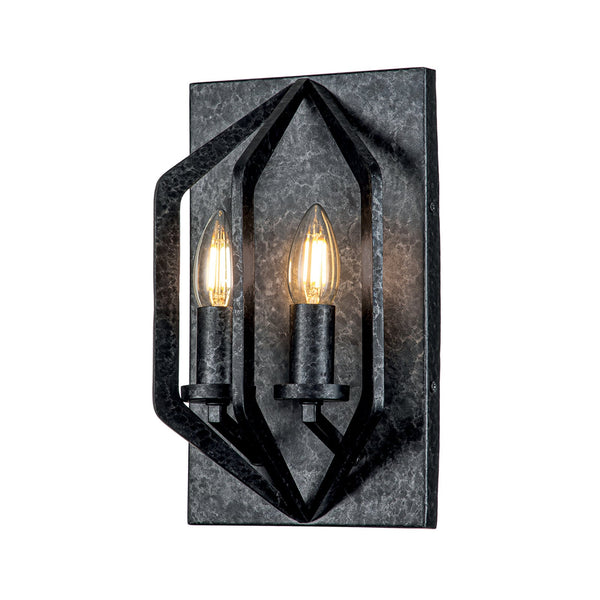 Applique murale Vanguard en acier, noir, 2 lumières, hauteur 18 cm