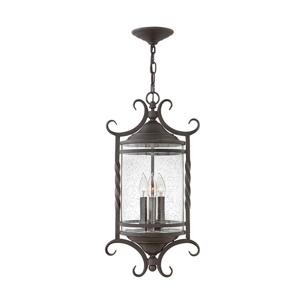 Suspension d'extérieur Casa en verre, noir et transparent, 3 lumières, Ø 30,1 cm, IP44