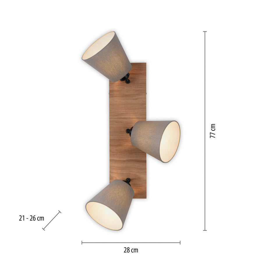 Schéma de dimensions du luminaire avec hauteur, largeur et profondeur indiquées