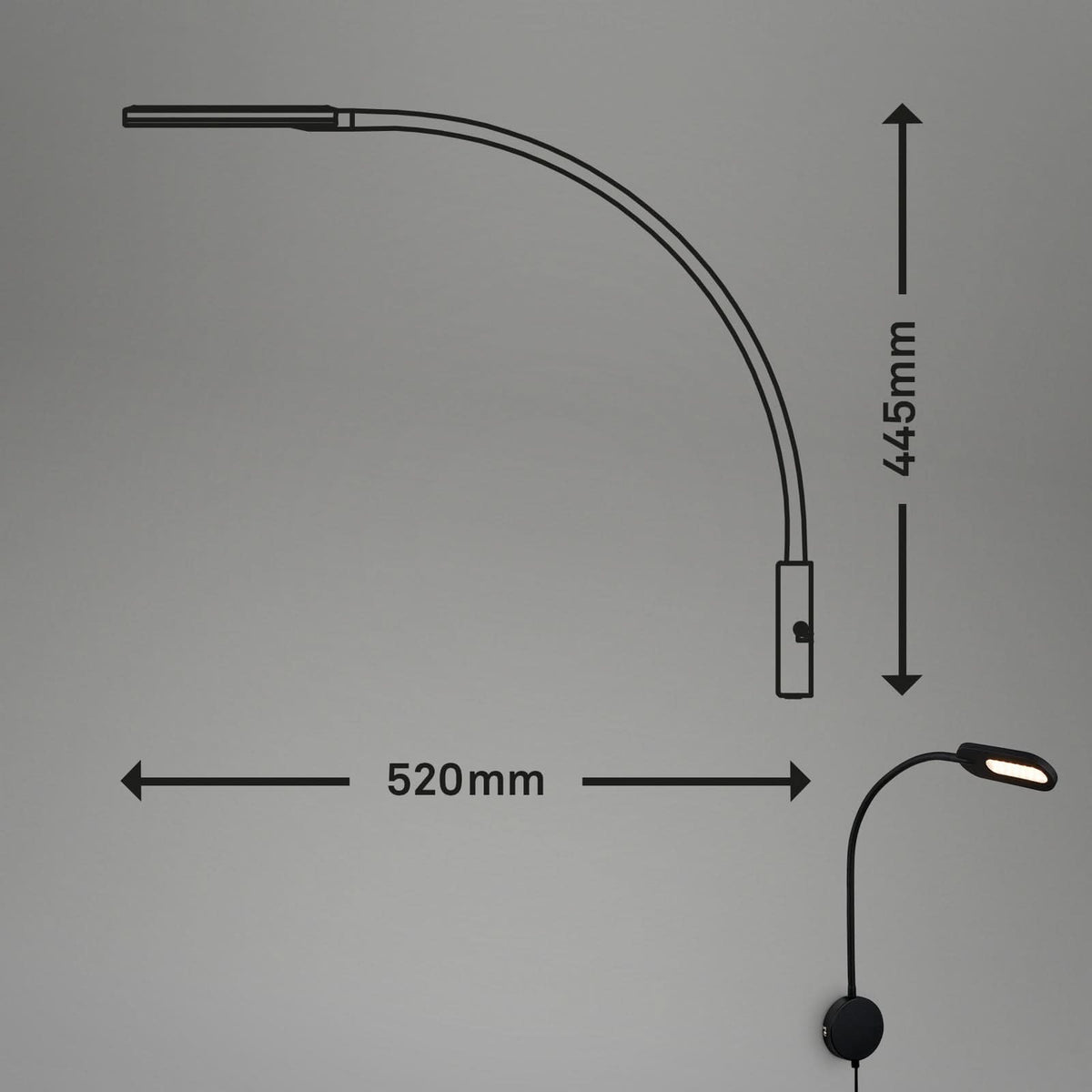 Applique murale LED 2177015 en métal, noir, hauteur 44,5 cm