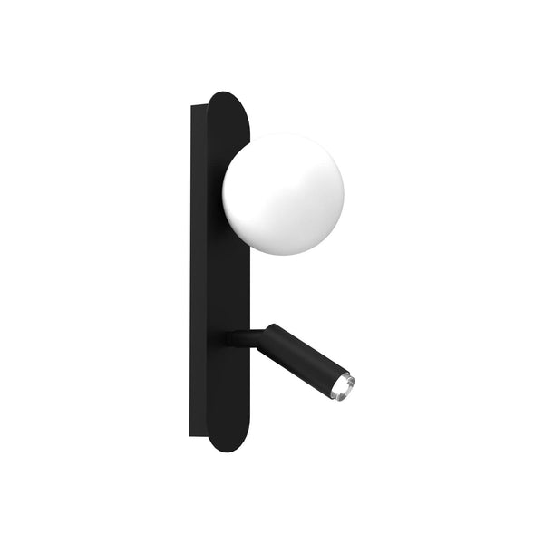 Applique murale Sirio en verre, blanc et noir, 2 lumières, hauteur 34 cm