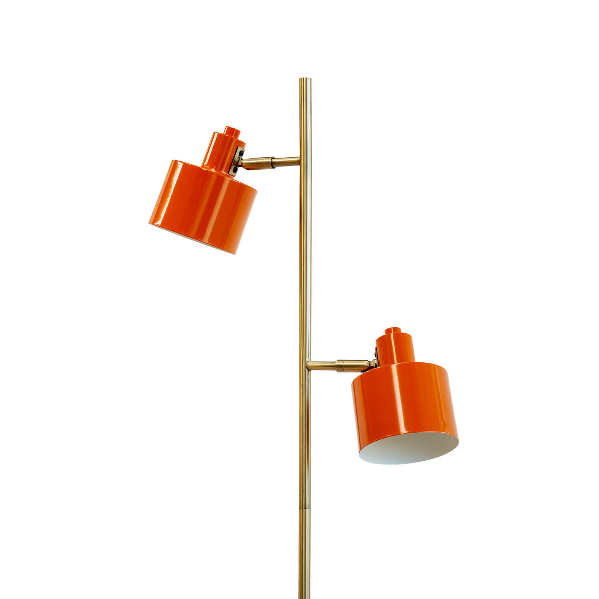 Lampadaire Ocean en métal, orange et laiton, 2 lumières, hauteur 160 cm