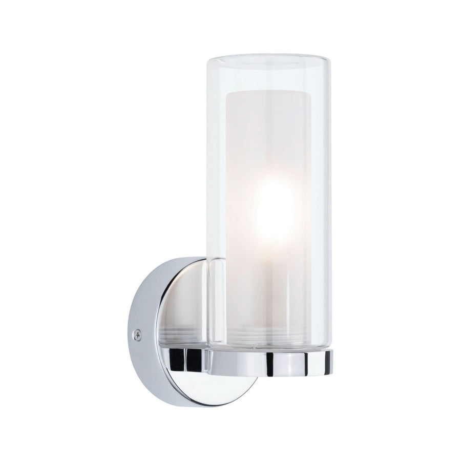 Applique murale Luena IP44 en verre, chromé et transparent, Ø 10 cm, IP44