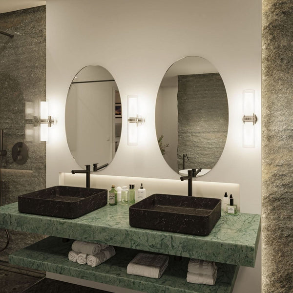 Applique murale Luena IP44 en verre, chromé et transparent, 2 lumières, Ø 10 cm, IP44