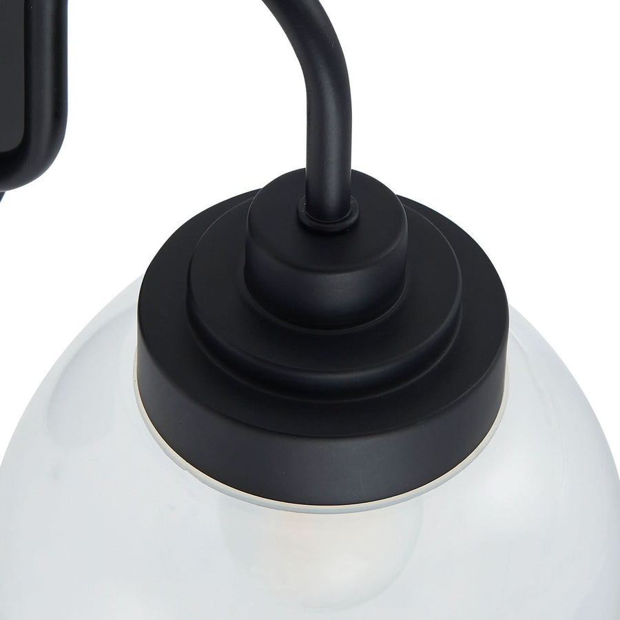 Applique murale Badolo en verre, noir et transparent, hauteur 25 cm, IP44