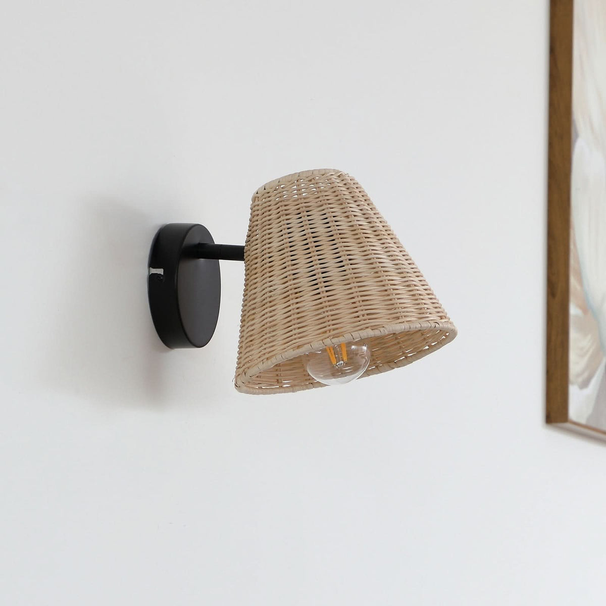 Applique murale Zyralia en bois, noir, hauteur 19,5 cm