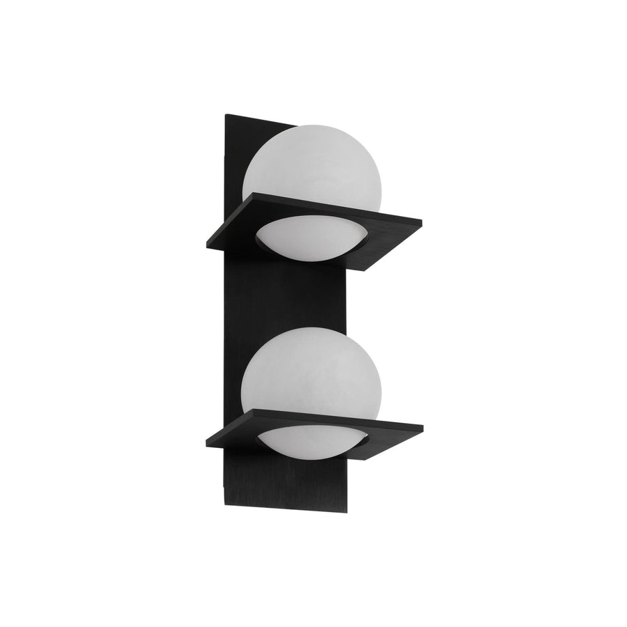 Applique murale Kulka en verre, noir et blanc, 2 lumières, hauteur 32 cm