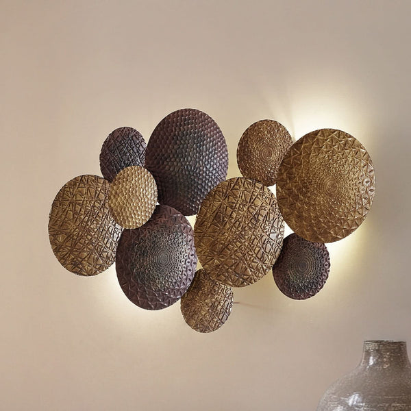 Applique murale Soraya en métal, doré et cuivré, 2 lumières, hauteur 51 cm
