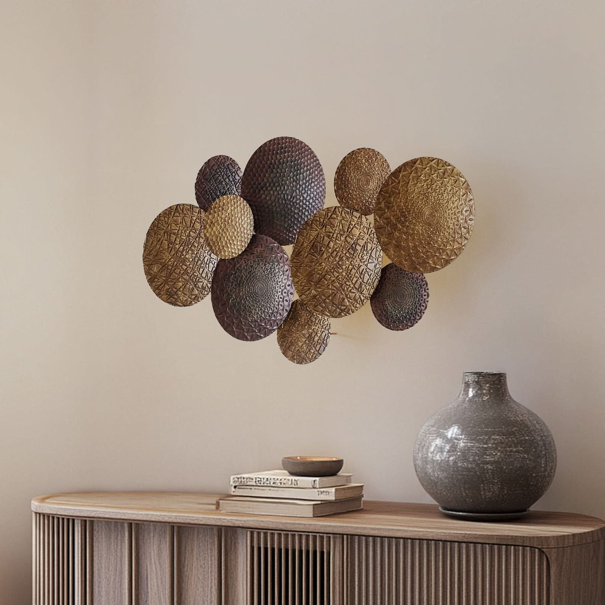 Applique murale Soraya en métal, doré et cuivré, 2 lumières, hauteur 51 cm