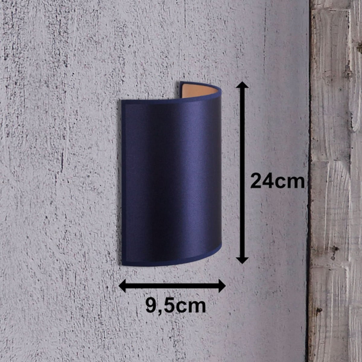 Applique murale Satin en tissu, bleu foncé et doré, hauteur 24 cm