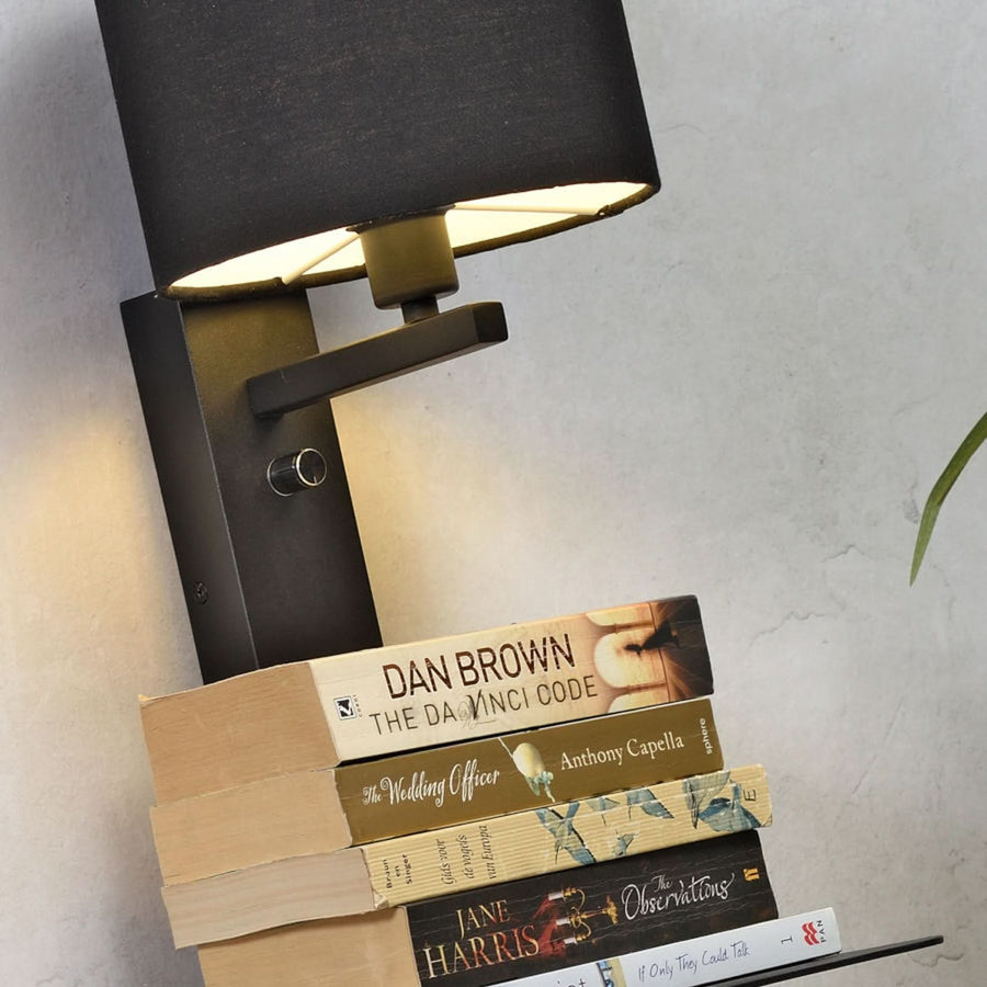 Applique murale Florence, noir et beige, 2 lumières, hauteur 52 cm
