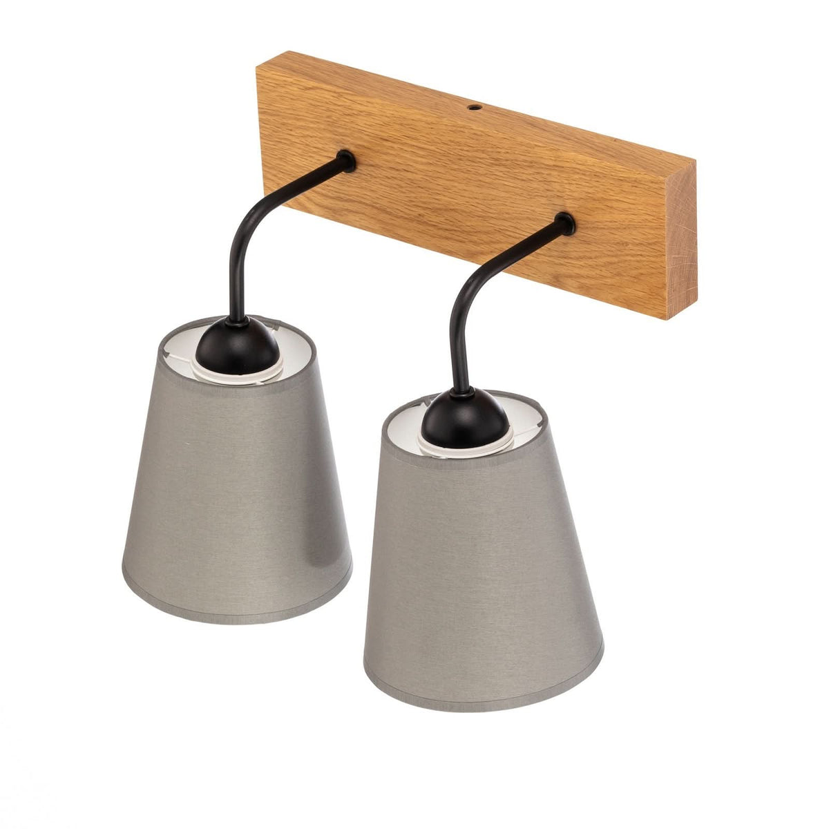 Applique murale Risco en chêne, gris et bois, 2 lumières, hauteur 30 cm