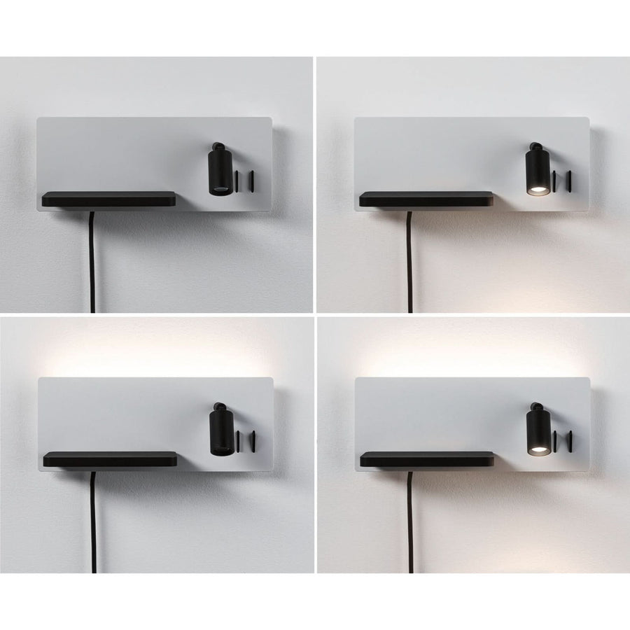 Applique murale LED Serra en métal, noir mat et blanc mat, hauteur 12 cm
