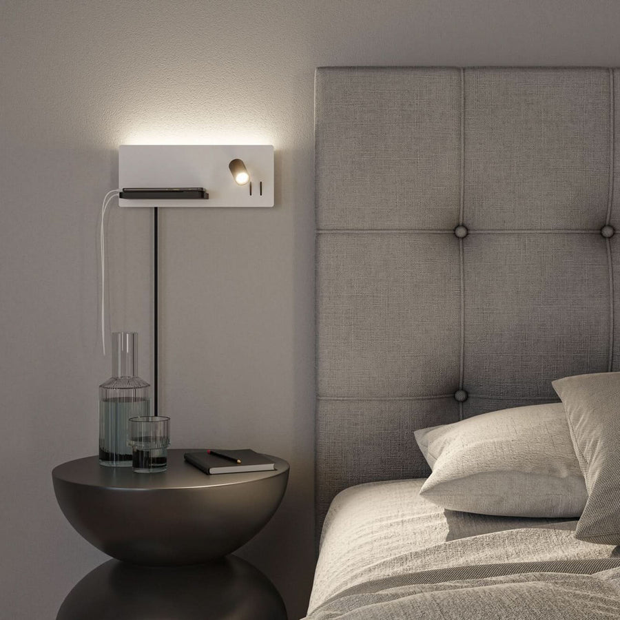 Applique murale LED Serra en métal, noir mat et blanc mat, hauteur 12 cm