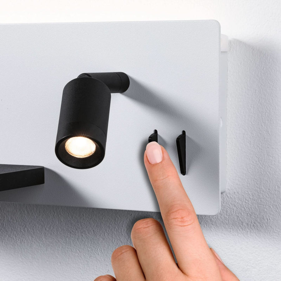 Applique murale LED Serra en métal, noir mat et blanc mat, hauteur 12 cm