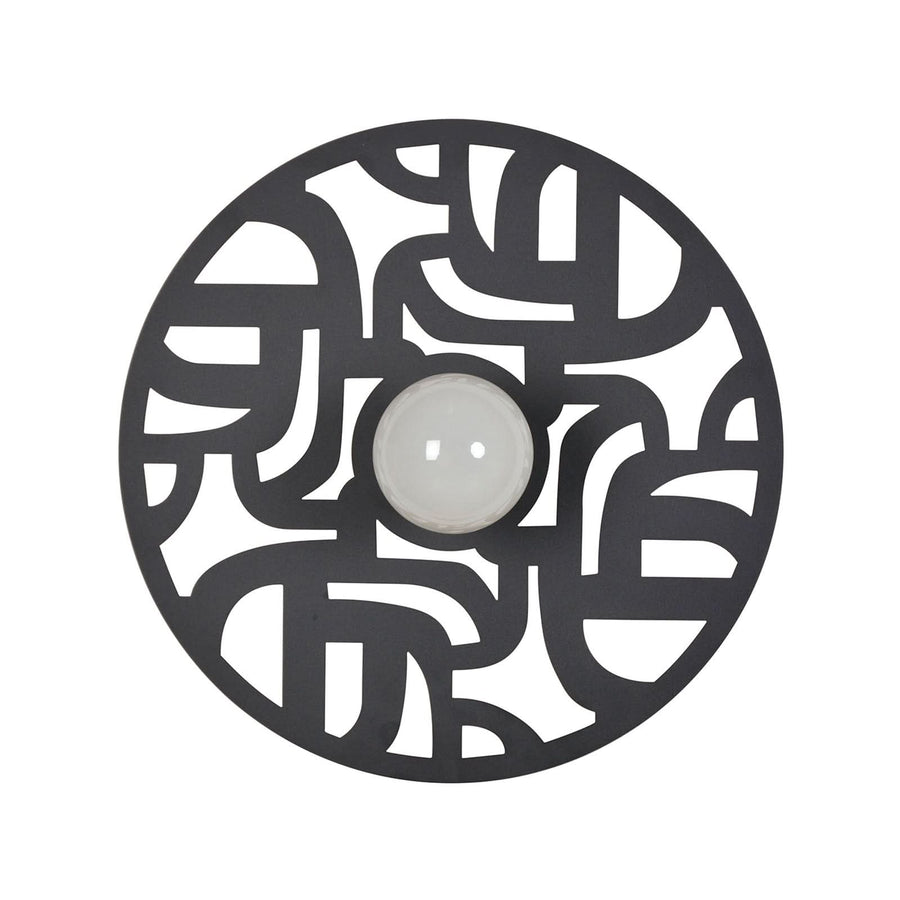 Applique murale Labyrinthe en métal, noir, Ø 40 cm