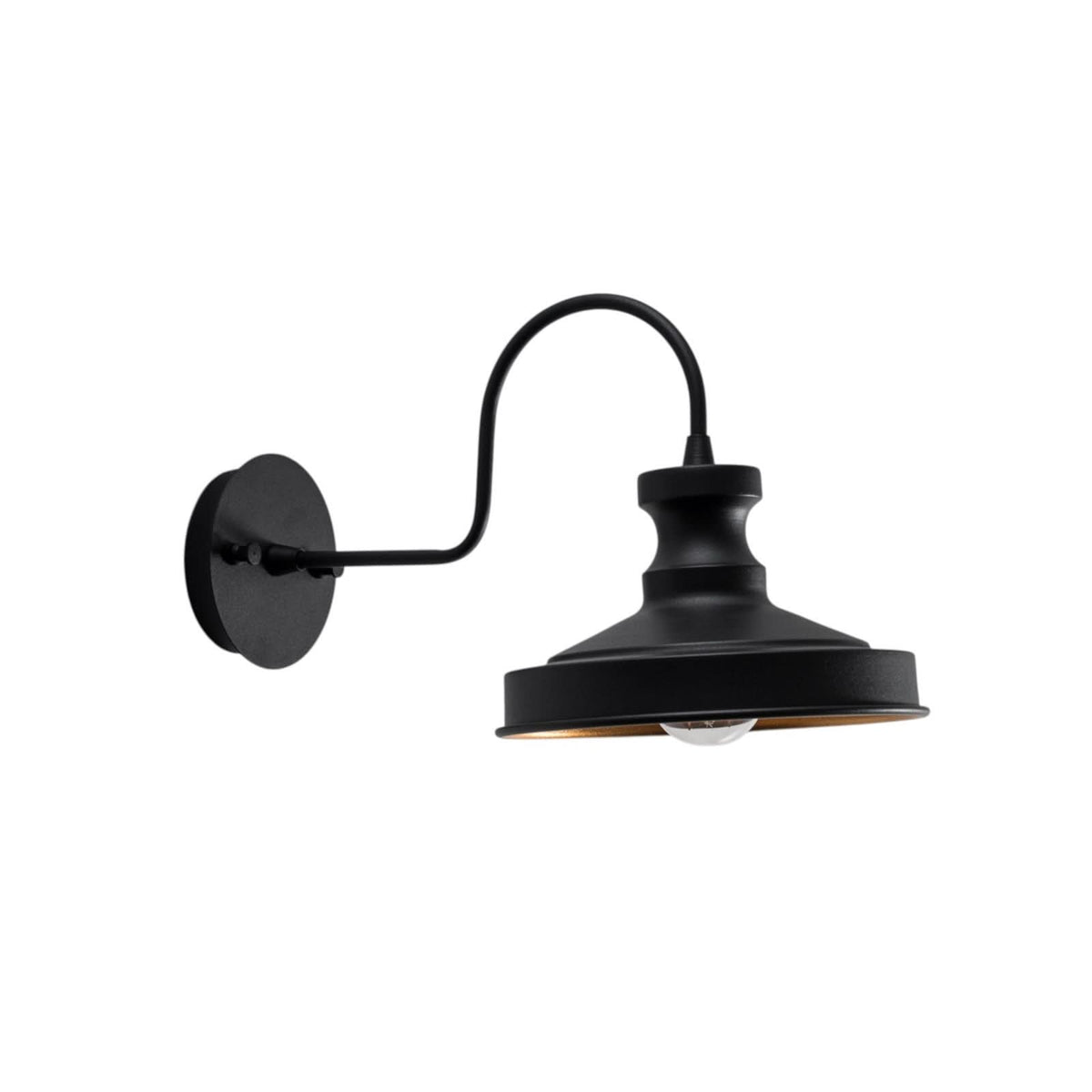 Applique murale Berceste 182-A en métal, noir et or, hauteur 23 cm