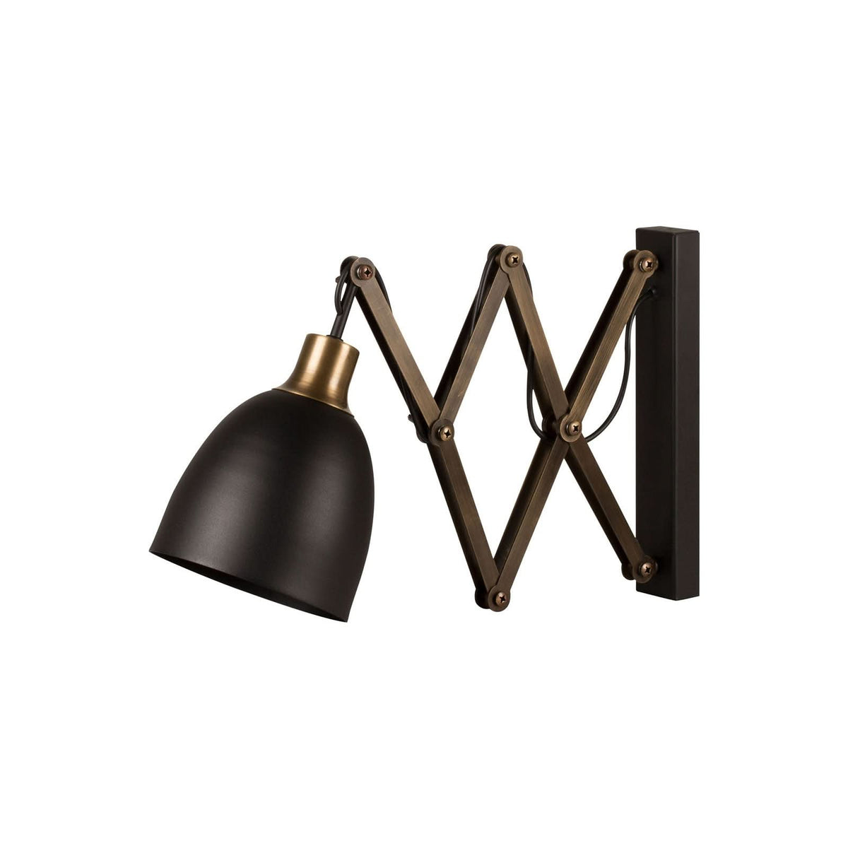 Applique murale Sivani MR-725 en métal, noir et doré patiné, hauteur 30 cm