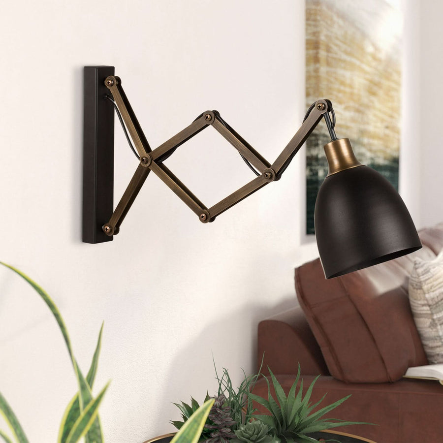 Applique murale Sivani MR-725 en métal, noir et doré patiné, hauteur 30 cm