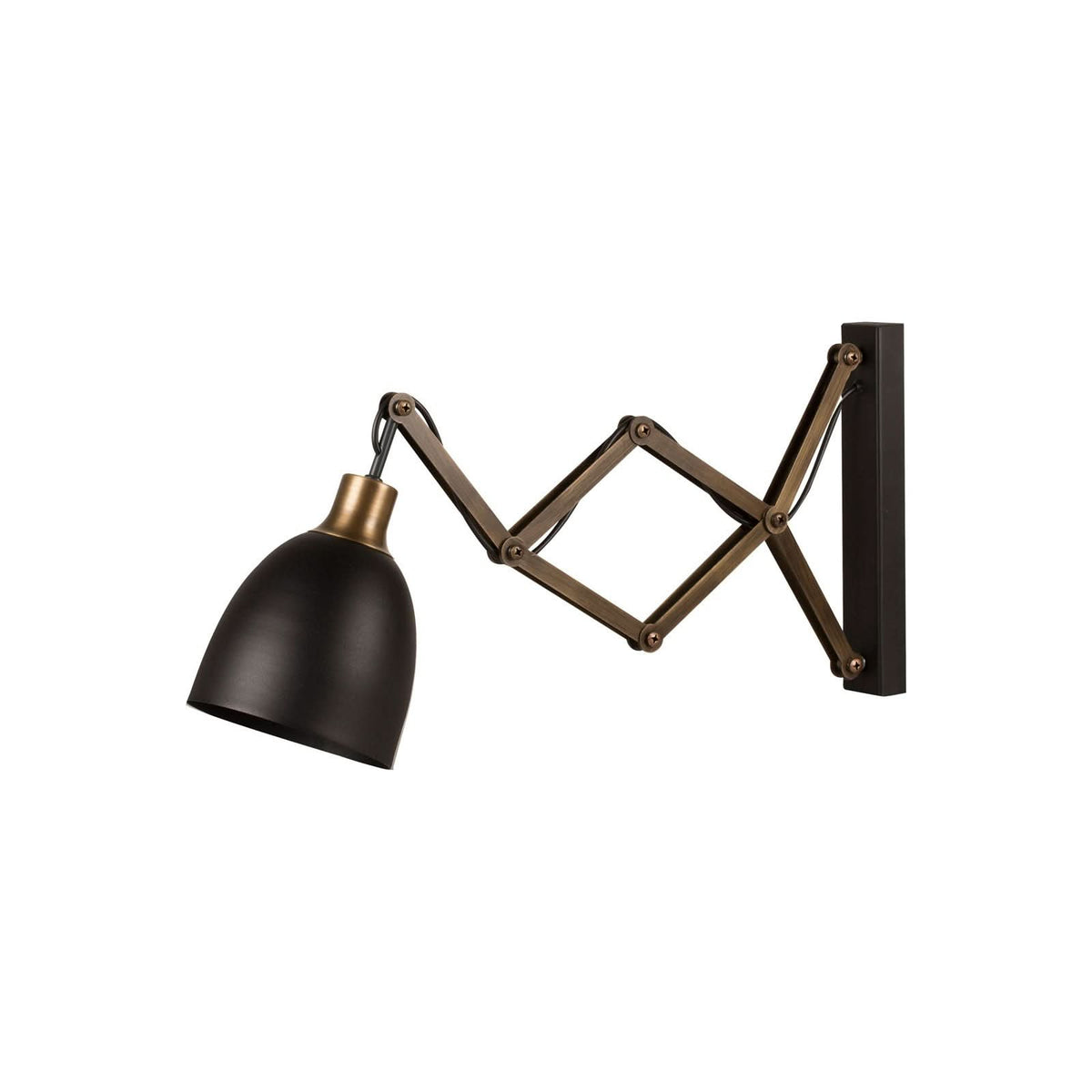 Applique murale Sivani MR-725 en métal, noir et doré patiné, hauteur 30 cm