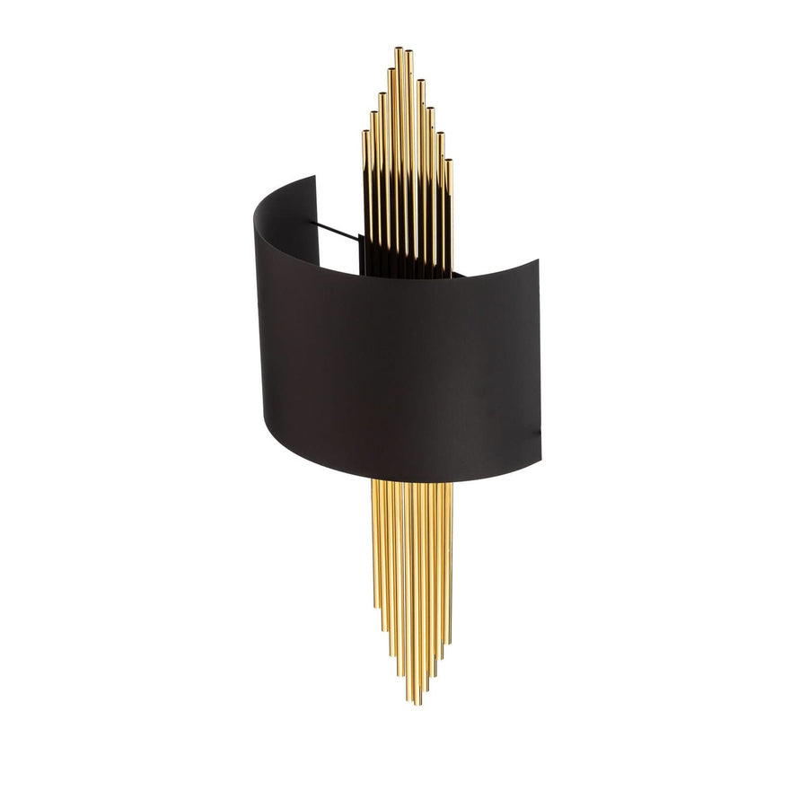 Applique murale 616-A en métal, noir et doré, hauteur 75 cm