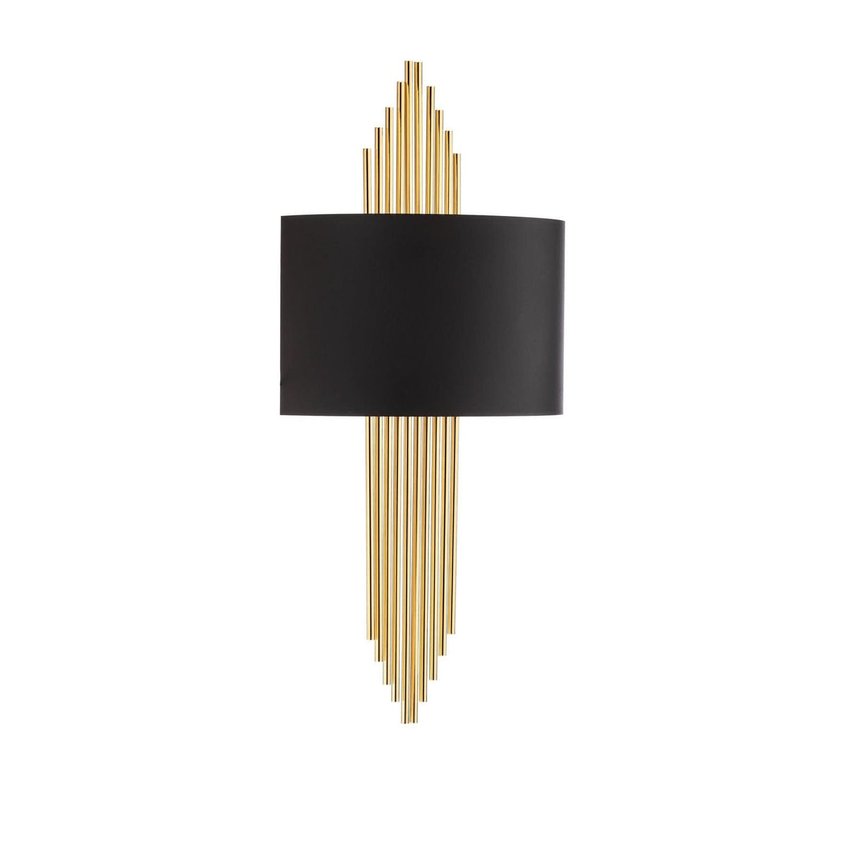 Applique murale 616-A en métal, noir et doré, hauteur 75 cm