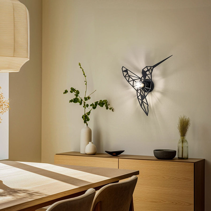 Applique murale W-053 Lasercut en bois, noir, hauteur 44 cm