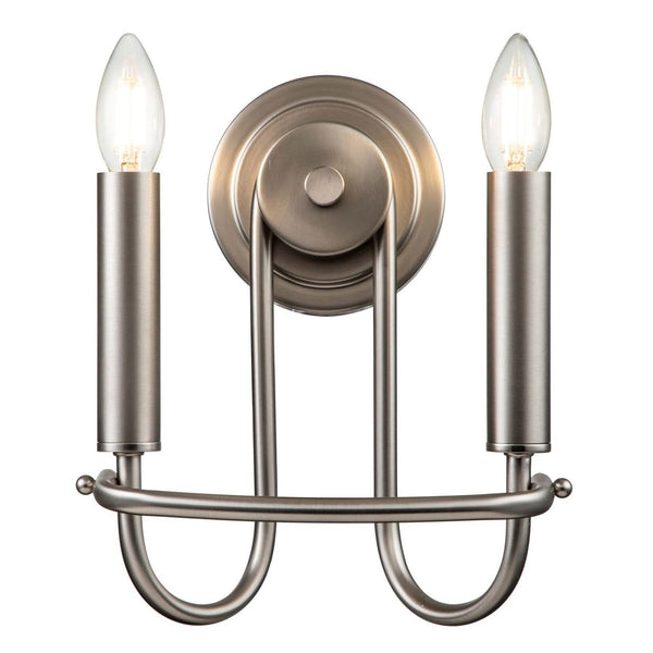 Applique murale Capitol Hill en acier, nickel brossé, 2 lumières, hauteur 27 cm