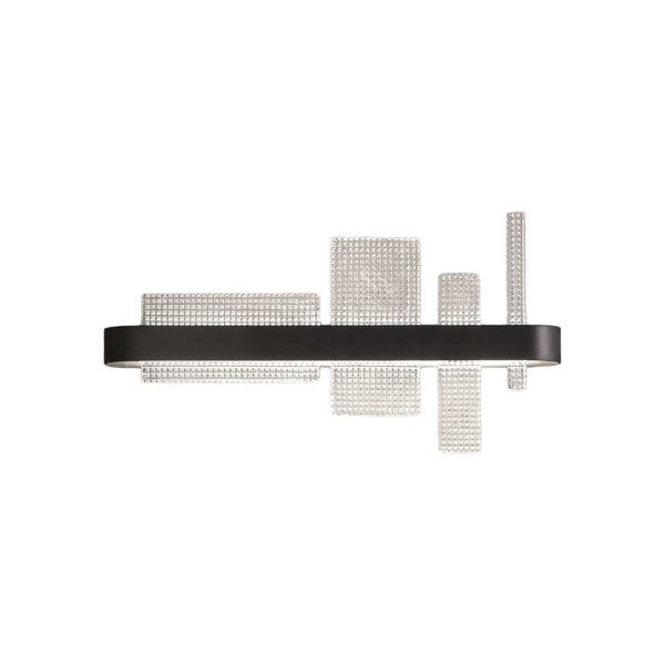 Applique murale LED Ribbon A65 en verre, noir mat et transparent, hauteur 33 cm