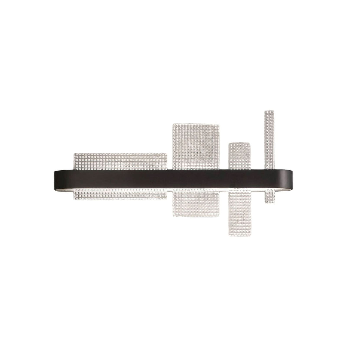 Applique murale LED Ribbon A65 en verre, noir mat et transparent, hauteur 33 cm