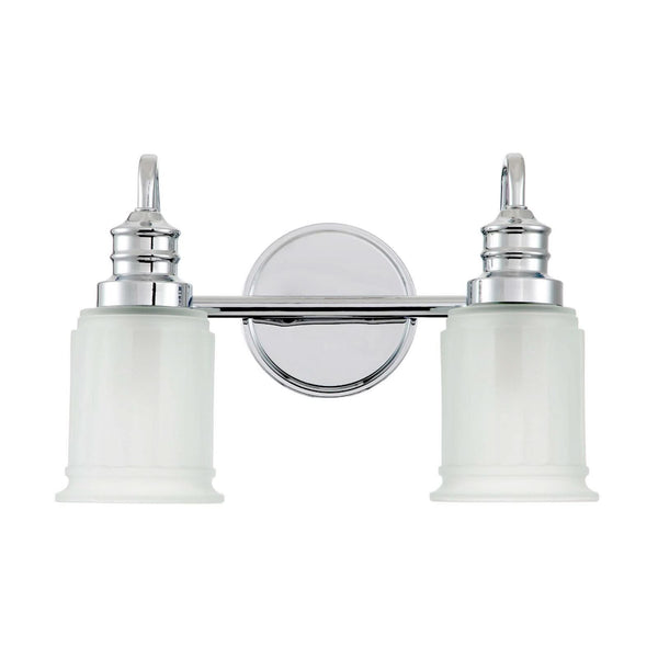 Applique murale Swell en verre, chromé poli et blanc, 2 lumières, hauteur 23,7 cm, IP44