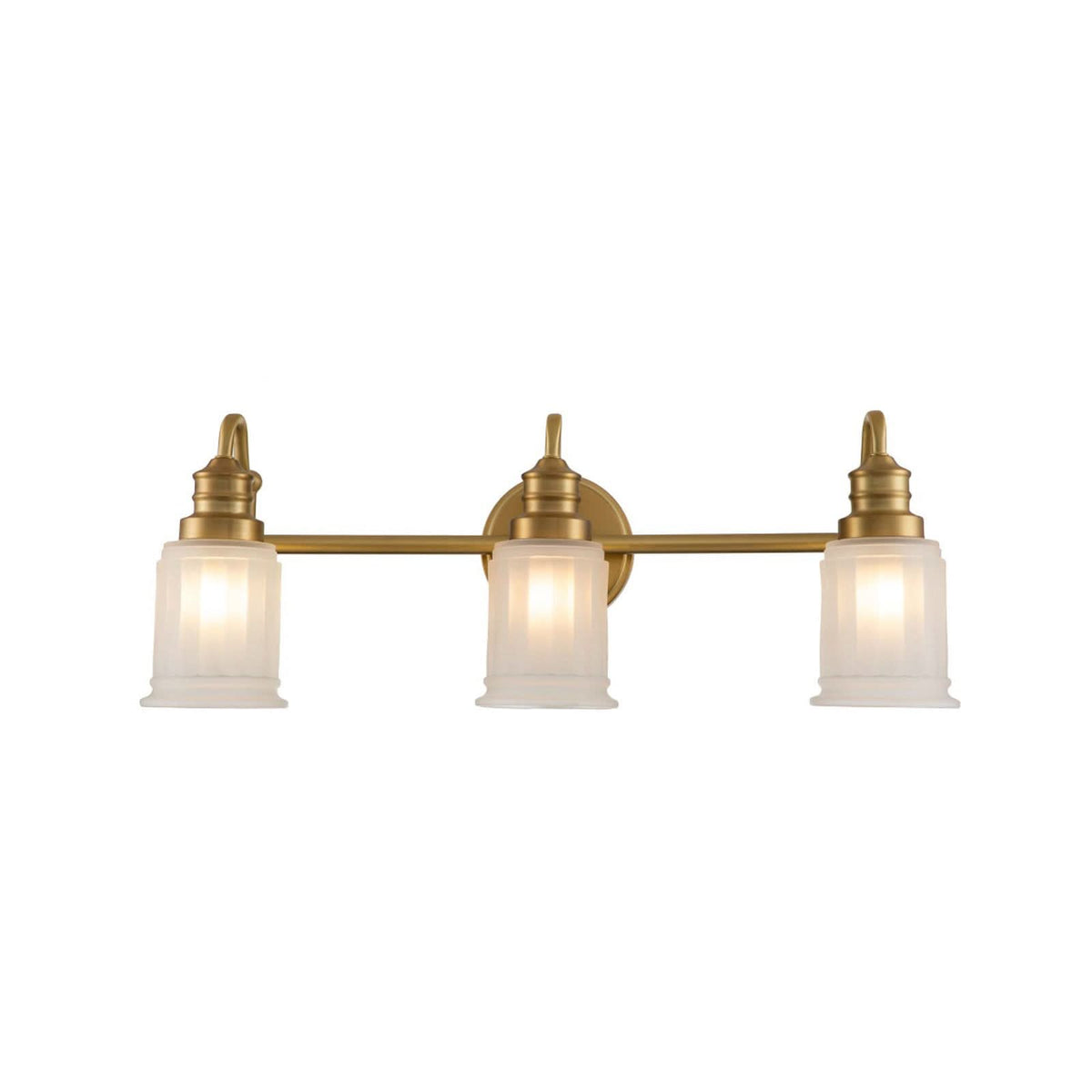 Applique murale Swell en verre, laiton brossé et blanc, 3 lumières, hauteur 23,7 cm, IP44