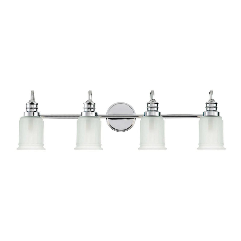 Applique murale Swell en verre, chromé poli et blanc, 4 lumières, hauteur 23,7 cm, IP44