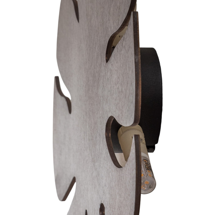 Applique murale Folah en bois, noyer, 3 lumières, hauteur 40 cm
