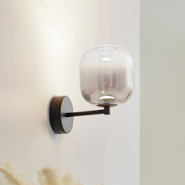Applique murale LED en verre, gris et noir, hauteur 21,5 cm