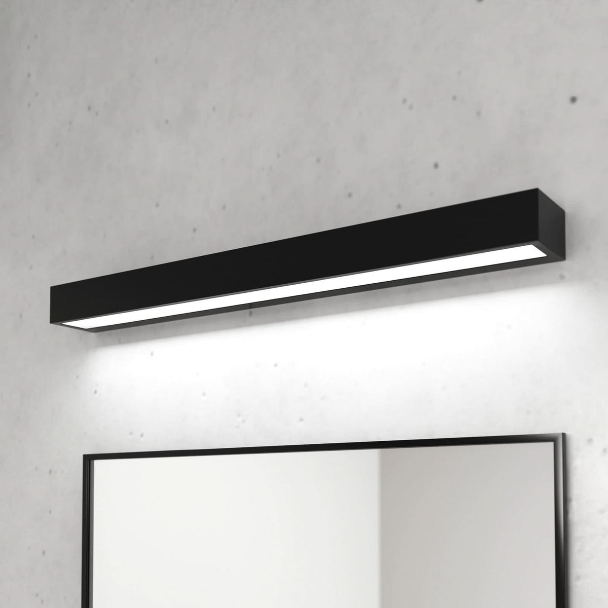 Applique murale LED Vola, noir, hauteur 4,5 cm, IP44, 4000 K, 15,5 W