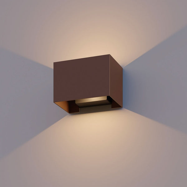 Applique d'extérieur LED Rectangle (éclairage en aluminium, rouille, hauteur 10 cm, IP54