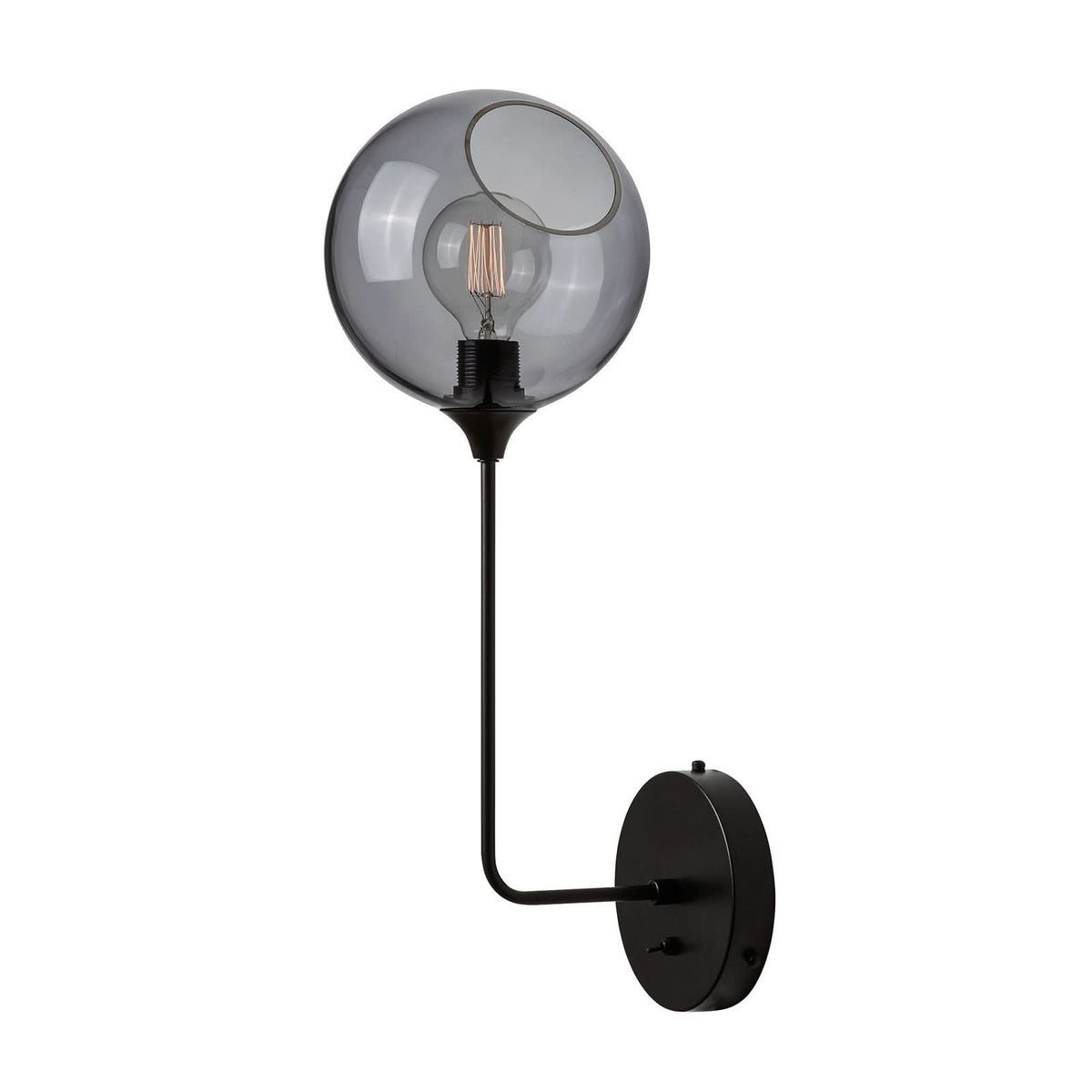 Applique murale Ballroom Long en verre, gris fumée et noir, hauteur 57 cm