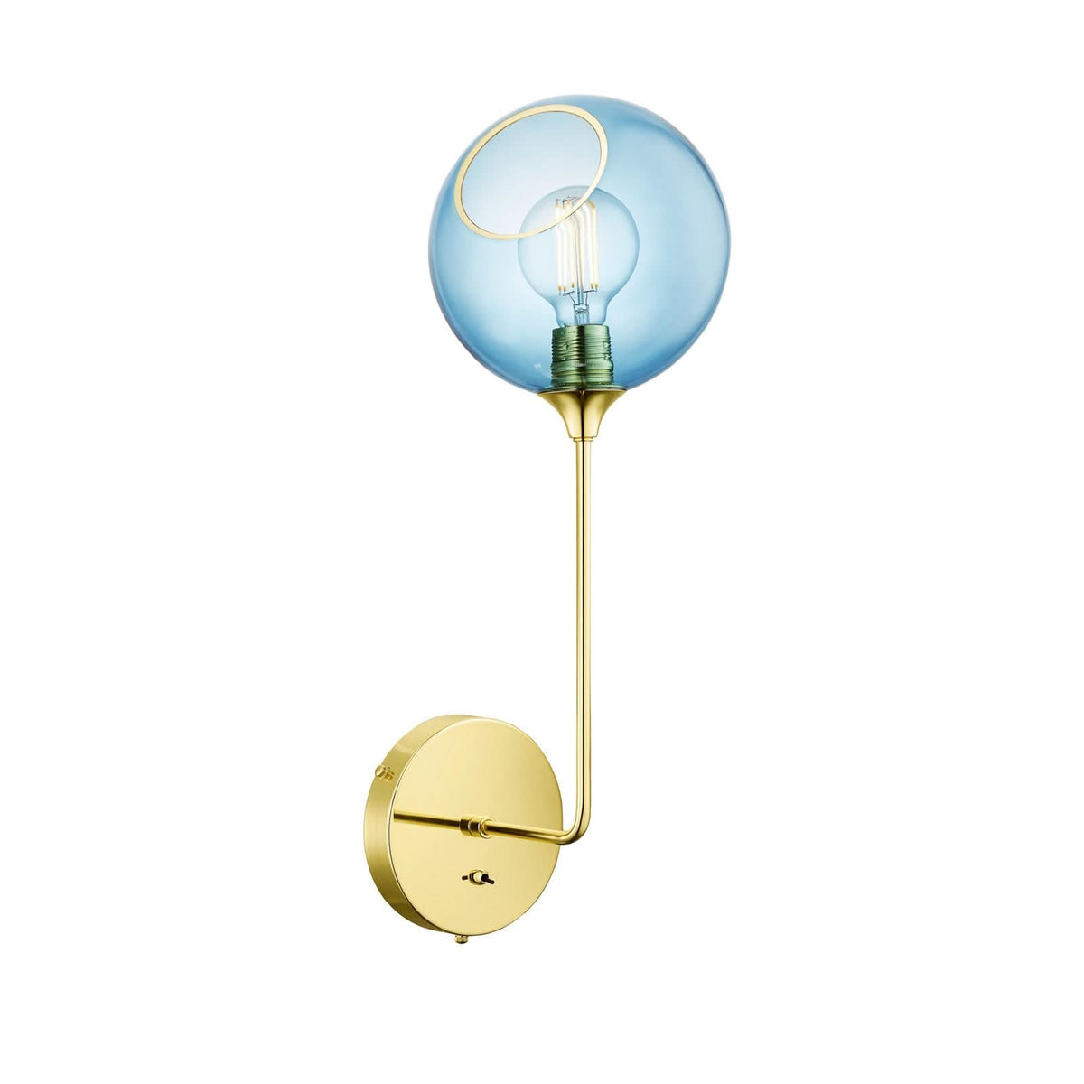 Applique murale Ballroom Long en verre, bleu et doré, hauteur 57 cm