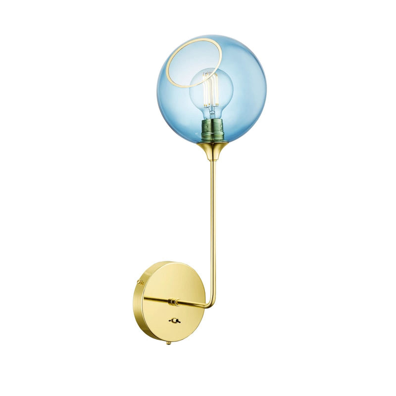Applique murale Ballroom Long en verre, bleu et doré, hauteur 57 cm