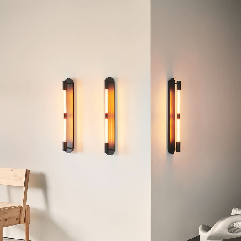 Applique murale Liberty Double en métal, noir, 2 lumières, hauteur 83 cm