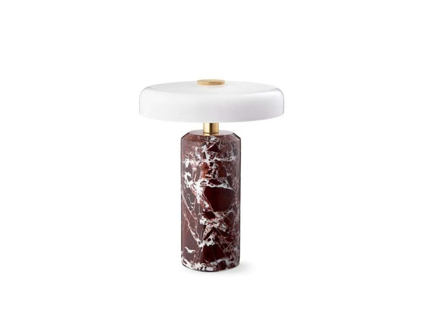 Lampe à poser d'extérieur LED rechargeable Trip en verre, rouge foncé et blanc mat, Ø 17 cm, IP44